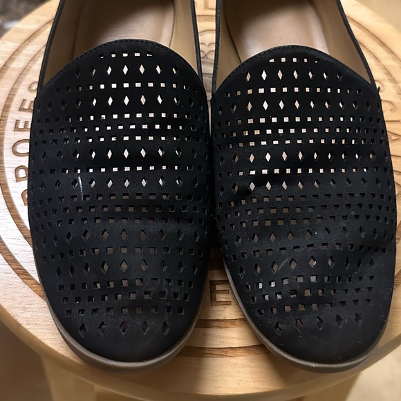 Franco Sarto Black Perforated Loafers - Picture 2 of 8